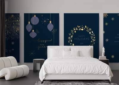 Happy Holidays, season's greetings and new year vector template cards with Christmas element decoration
 Wall mural