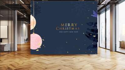 Happy Holidays,  season's greetings and new year vector template with Christmas element decoration Wall mural