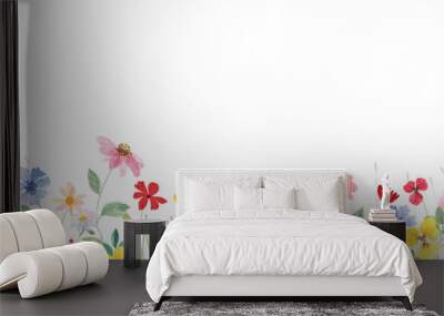 watercolor arrangements with small flower. Botanical illustration minimal style.
 Wall mural