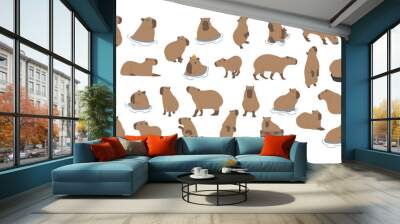 capybara collection 1 cute on a white background, vector illustration. capybara is the largest rodent. Wall mural