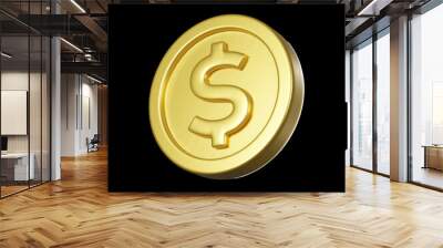 coin 2 on black background, vector 3D.  Wall mural