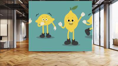 lemon buddy cute character  2 vector illustration Wall mural