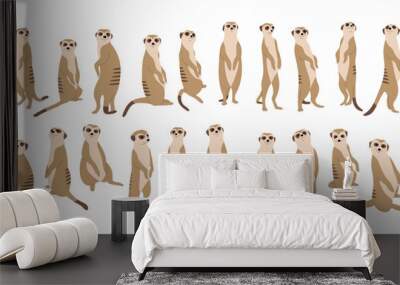 Meerkat Collection 1 cute on a white background, vector illustration Wall mural