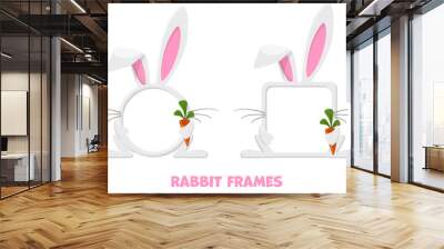 Avatar frames rabbit or hare with carrot, animal template for game Wall mural