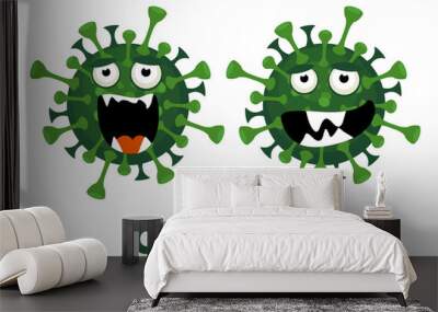 The cartoon character of the cute covid-19 virus. Wall mural