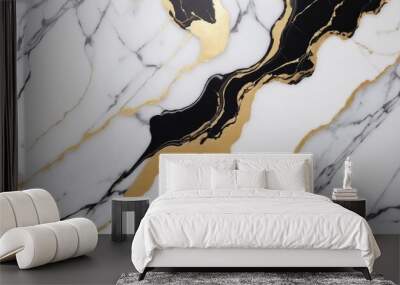  Black White Marble with golden texture background Wall mural