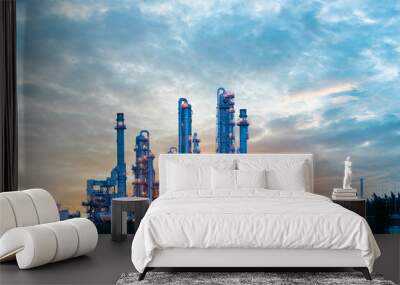 Power plant gas or oil for industry at twilight, Power plant with sunlight Wall mural