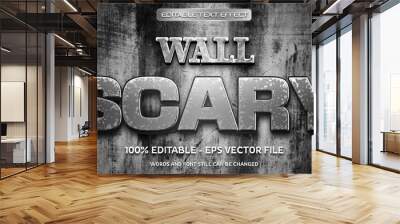 Scary Editable text effect with dark cracked wall background Wall mural