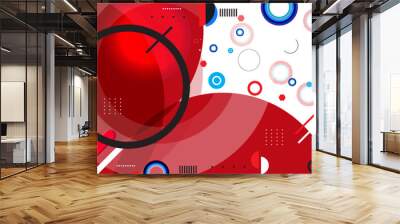 Abstract colorful background graphics template with blended multiple geometric objects - circles, squares and lines Wall mural