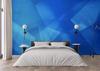 Abstract blue triangle blend geometry lighting background, technology or business theme backdrops. Wall mural