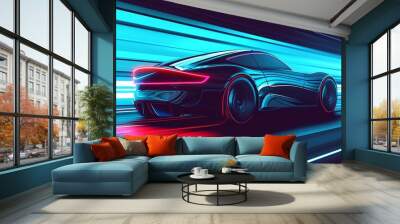 Future car going on the road 3d illustration Wall mural