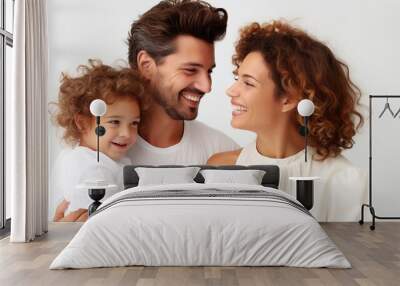 happy family mother, father, child at home isolated on white background Wall mural