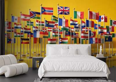 Flags Poland Portugal Qatar Romania Russia Rwanda Saint Kitts and Nevis Saint Lucia Saint Vincent and the Grenadines Samoa San Marino Sao Tome and Principe Saudi Arabia Senegal Serbia Seychelles Wall mural