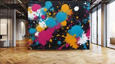 A black background with a bold, abstract graffiti texture, featuring splatters and strokes for an urban, edgy look. Multiple variations available  Wall mural