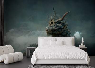 3D rendering of a cursed dragon turned into a tree. Wall mural