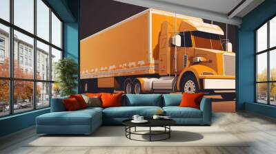 Vector Delivery Truck Global Transportation Industry Wall mural