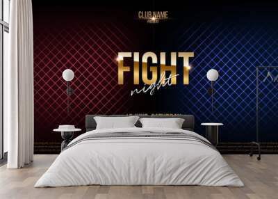 Battle banner vector concept. Fight night competition illustration with glowing versus symbol. Night club event promotion. MMA, wrestling, boxing fight poster Wall mural