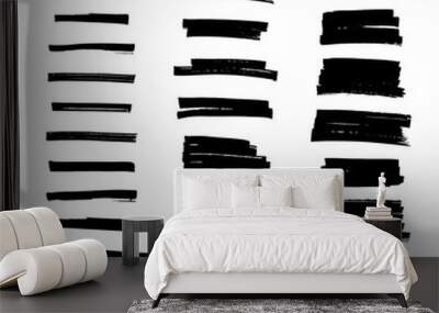 Black highlight marker stripes isolated on white background. Vector design elements. Wall mural