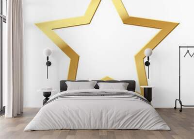 Christmas gold tree topper, 3d star decoration in deco design for top of Xmas tree Wall mural