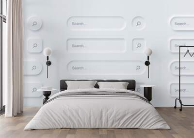 Set of Search bar form templates of neomorphic interface Wall mural