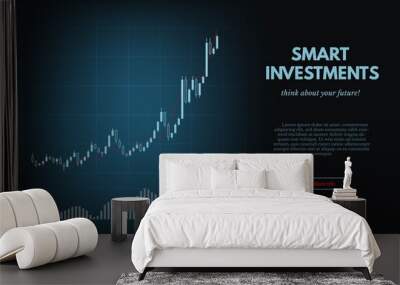 Smart investments banner concept, Trading candlestick chart Wall mural