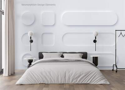 Vector neomorphism design white buttons or slider Wall mural