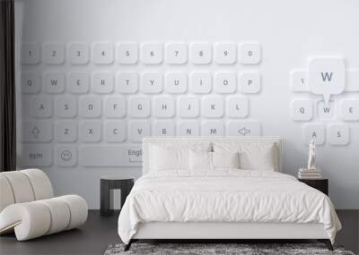 Vector neomorphism design white english keyboard Wall mural