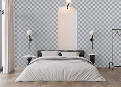 White burning candle isolated on transparent background. Vector design element. Wall mural