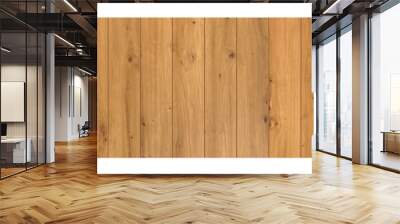 Wood table background vector illustration. Wooden desk isolated on white backdrop with top front view. Realistic kitchen brown board. Rustic countertop of timber surface. Home and office furniture Wall mural