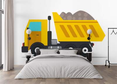 Dump truck flat vector illustration Wall mural