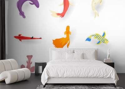 Exotic fish flat vector illustrations set Wall mural