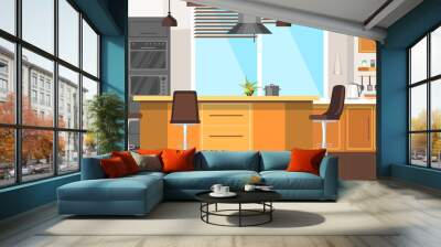 Modern cozy kitchen room interior illustration Wall mural