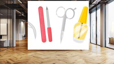 Nail care set, salon tools for nails of hands and feet, manicure and pedicure collection Wall mural