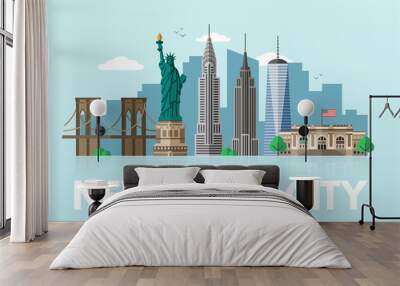 New York city flat vector illustration Wall mural