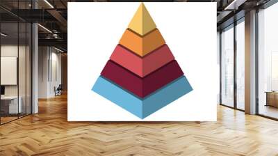 Pyramid graph template with five colorful steps for website or presentation. Pyramid infographic mockup with 5 elements, vector illustration isolated on white background Wall mural