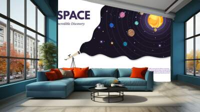 Space exploration flat banner vector template Wall mural