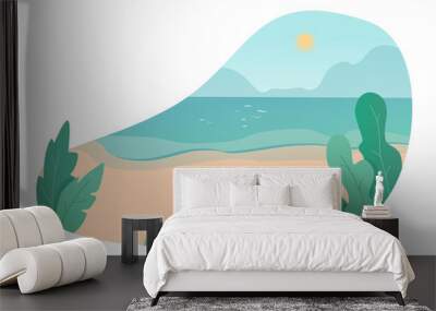 Tropical island flat vector color illustration Wall mural