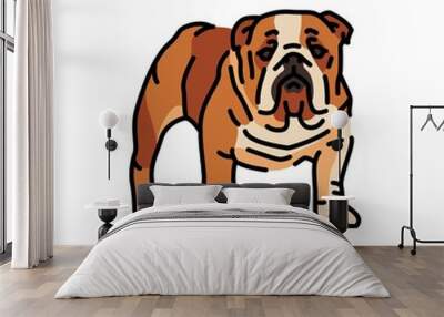 English bulldog color line icon. Dog breed. Wall mural