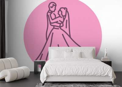 First wedding dance of newlywed black line icon. Wall mural