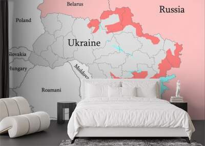 Map of the war in Ukraine and the Middle East. Wall mural