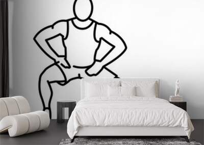 Side lunges line icon. Vector isolated element. Wall mural