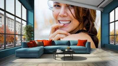 beautiful happy smile for a pretty girl Wall mural