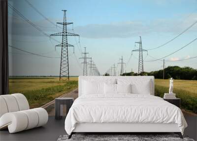 High voltage wire line and road Wall mural