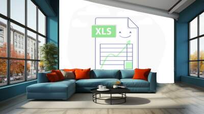 Excel file illustration icon, document with graph Wall mural