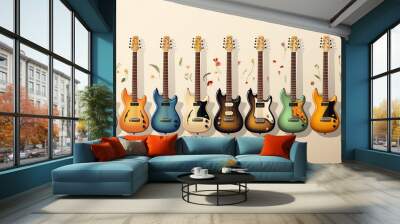 Guitar set collection graphic clipart design. Wall mural