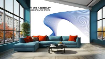 White abstract background with blue curve line vector image Wall mural