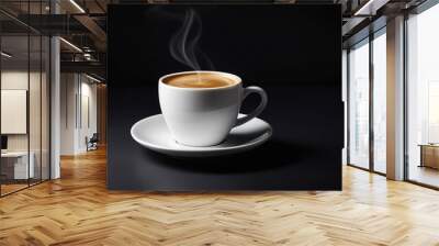 A coffee in a white cup with a dark background Wall mural