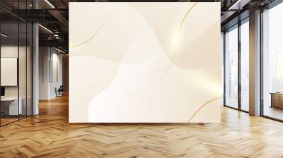 Abstract golden background with white and beige luxury glitter shapes. Golden lines luxury on cream color background. Gold elegant realistic paper cut style 3d. Vector illustration Wall mural