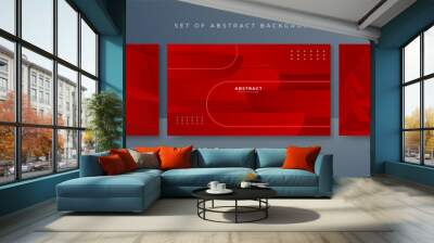 Abstract lines pattern technology on red gradients background Wall mural