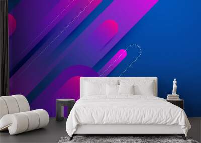 Abstract purple viva magenta design on blue background Wall mural